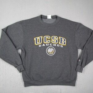 Champion UCSB Gauchos Sweatshirt Women Large Gray Eco Fleece Crewneck Stitched